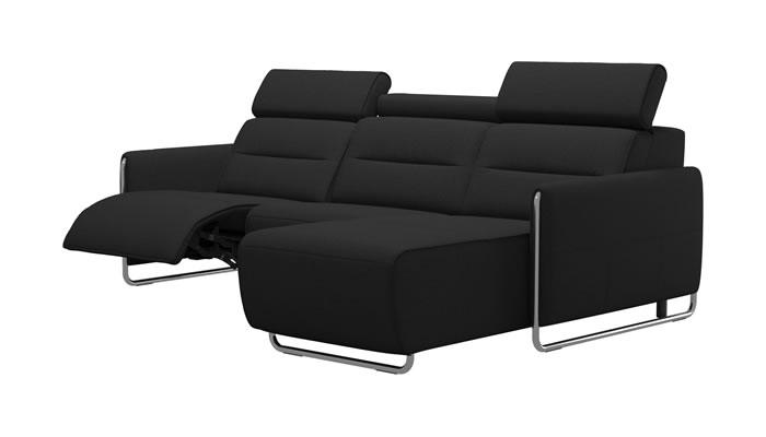 Stressless Emily Long Seat in Silva Charcoal Fabric